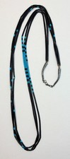 Vtg Santo Domingo 3 Strand Turquoise & Onyx Heishi Bead Necklace Sterling Clasp
