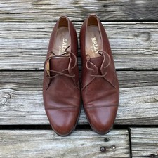 Vintage Bally Men's Brown Leather Cap Toe Oxfords Sz 7.5 Made In Switzerland