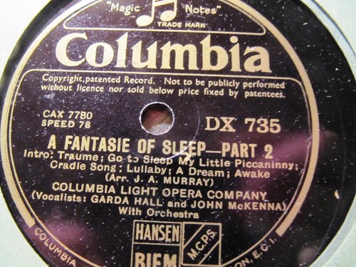 1930 South African Soprano GARDA HALL A FANTASIE OF SLEEP COLUMBIA DX 735 - Picture 2 of 3