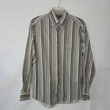 Ermenegildo Zegna Button Down Shirt Men L Classic Stripe Cotton Made In Italy