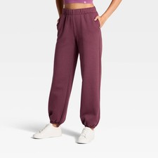 Women's Cinched Fleece Jogger Sweatpants- JoyLab Plum Purple M