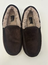 UGG Men's Sz 7 Ascot Corduroy II slipper Loafer Brown Leather Sheepskin Comfort