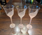 Vintage Art Deco Style Melinda Pink Frosted Wine Champagne Glasses