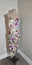 Cider Multicolor Floral Sweetheart Satin Ruched Slip Midi Dress Zip Size XL