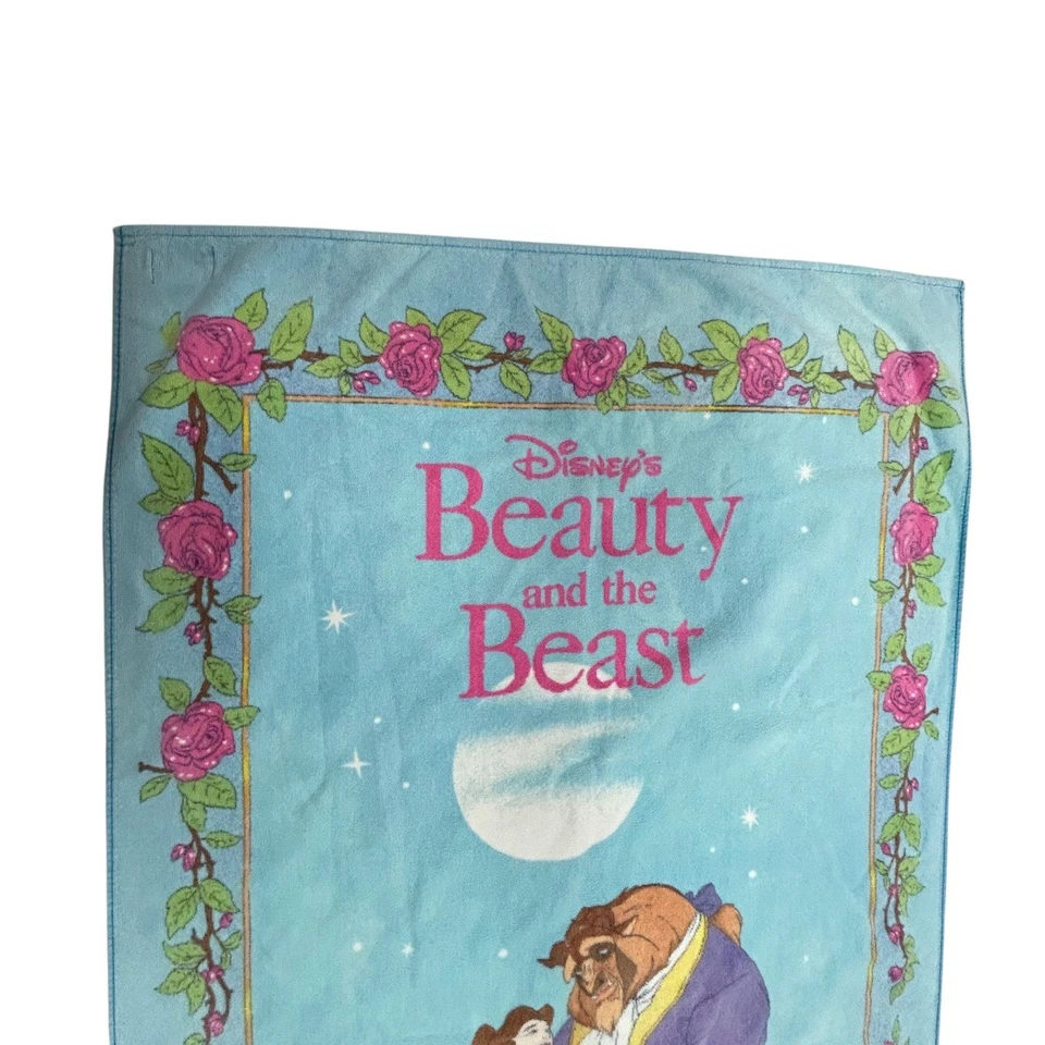 Toalla de playa vintage de La Bella y la Bestia exclusiva de algodón con adornos de rosas Foto 4 de 4