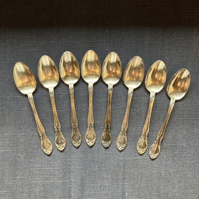 Gorham New Elegance Set of 8 Teaspoons Spoons Vintage Silverplate Flatware