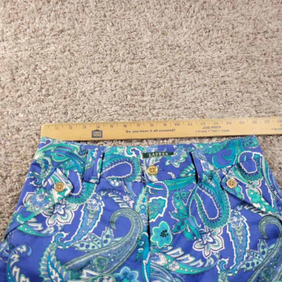 RALPH LAUREN 佩斯利短裤女式 6 水蓝色多彩 — 第 2/4 张图片