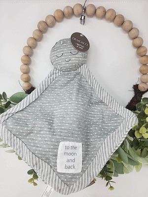 DEMDACO Moon and Back Grey Baby Lovey Rattle Security Blanket Soft Toy Pet Gift