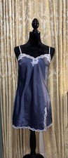 Victoria's Secret Slip Dress Small Blue Lace Satin Chemise Coquette Romantic