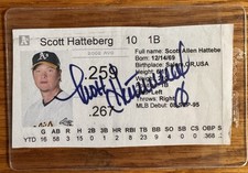 Scott Hatteberg Hard Signed Moneyball Season Program Page Cutout Autograph Auto