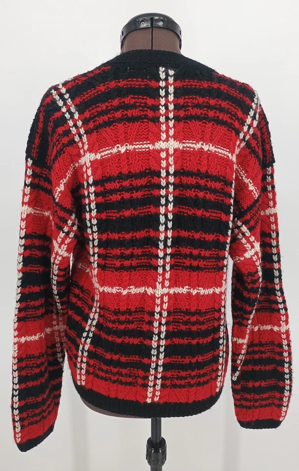Cárdigan suéter de lana vintage Brooks Brothers rojo negro blanco para mujer talla XS Foto 2 de 4