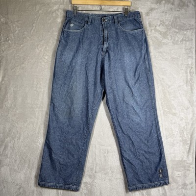 VTG Rocawear Jeans Mens 38x34 Distressed Grunge Utility Skate Flap Pockets Y2K