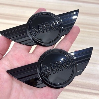 2 X Motorhaube Hinten + Vorne Heckklappe Emblem Für Mini Cooper Schwarz Glänz