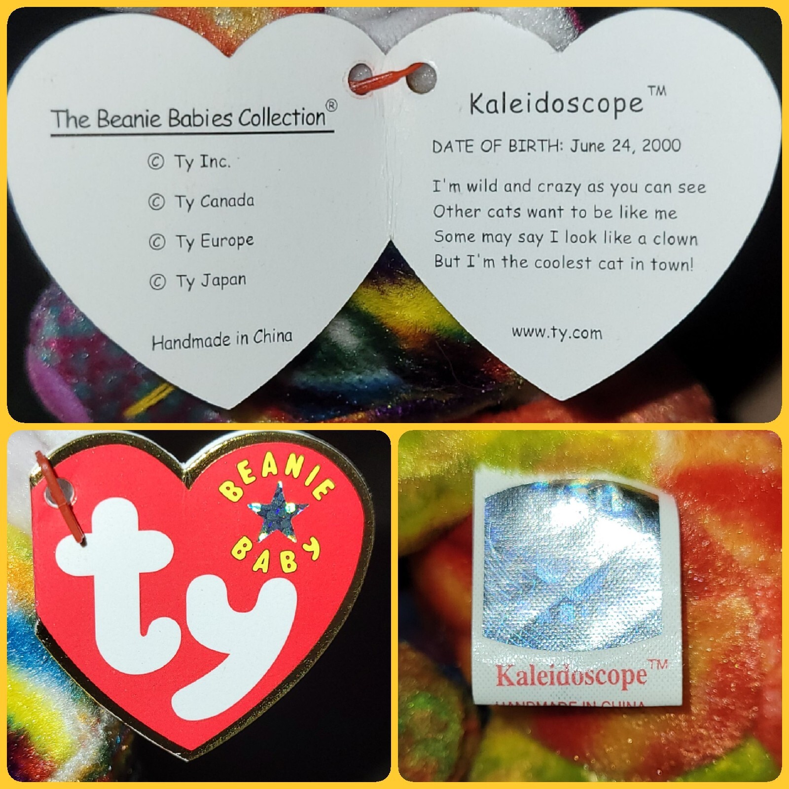 ️ 2000 KALEIDOSCOPE Colorful Patchwork CAT Ty® Beanie Babies *MWMT eBay
