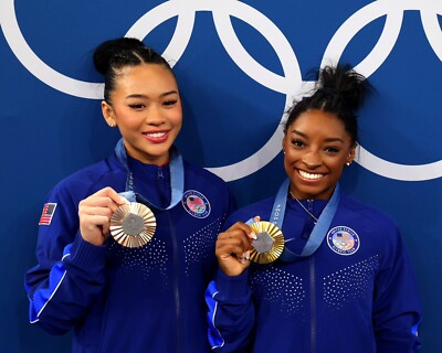 8x10 Photo SIMONE BILES & SUNI LEE 2024 Paris Olympics Gymnastics Gold USA