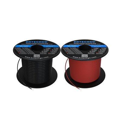 BNTECHGO 24 Gauge Silicone Wire Spool Red and Black Each 1000ft Flexible 24 A...