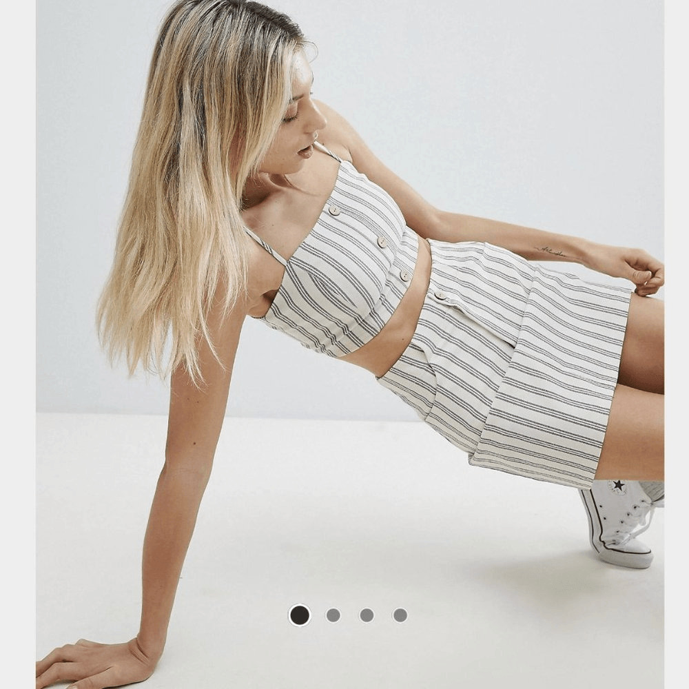 Pull & Bear Button Front Bralette and Skirt Set C… - image 1