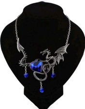 USA SELLER Dragon Shaped Necklace Heart Shape Rhinestones Stainless Steel New