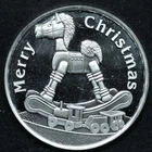 1 oz .999 Fine Silver - Merry Christmas Rocking Horse Snowflakes Art Round w/ Ca