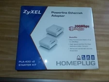 New Old Stock ZyXEL PLA-400 V2 Starter Kit HomePlug Powerline Ethernet Adapter 