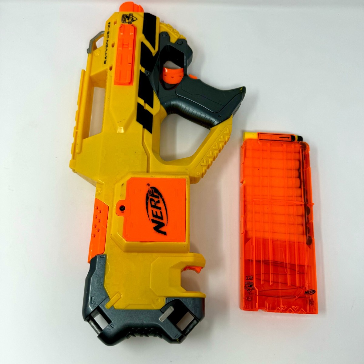 Nerf N-Strike Rayven CS-12 Stinger Yellow And Darts Gutted - Ready