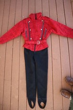 Vtg Red  Black NILS Ski Suit Stretchy Stirrup Pants 14 Fits like 10 - 12