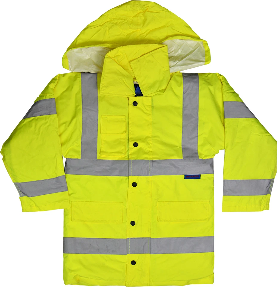 BOSTON Kids High Visibility 3/4 Length Jacket Boys Girls Hi Vis Jacket With Hood