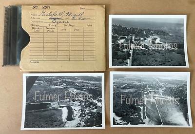 3 RARE VTG Aerial Air Views Land PHOTOS & NEGATIVES Clearwater FL 1950s COA OOAK