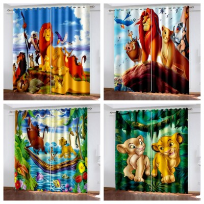 Kinder The Lion King Simba Verdunklung Vorhang Blickdicht Vorhänge Ösen 2er set