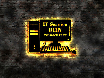 IT PC Computer Service Schild Leuchtschild LED Leuchtreklame no Aufkleber Logo