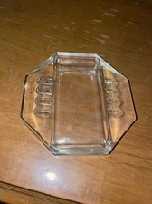 Vintage Mid Century Modern 5” Octagon Clear Glass Trenched Ashtray