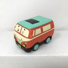 My B Toys Battat Pull Back Action Groovy Van Mini Vehicle w/ Face Red Teal  3"