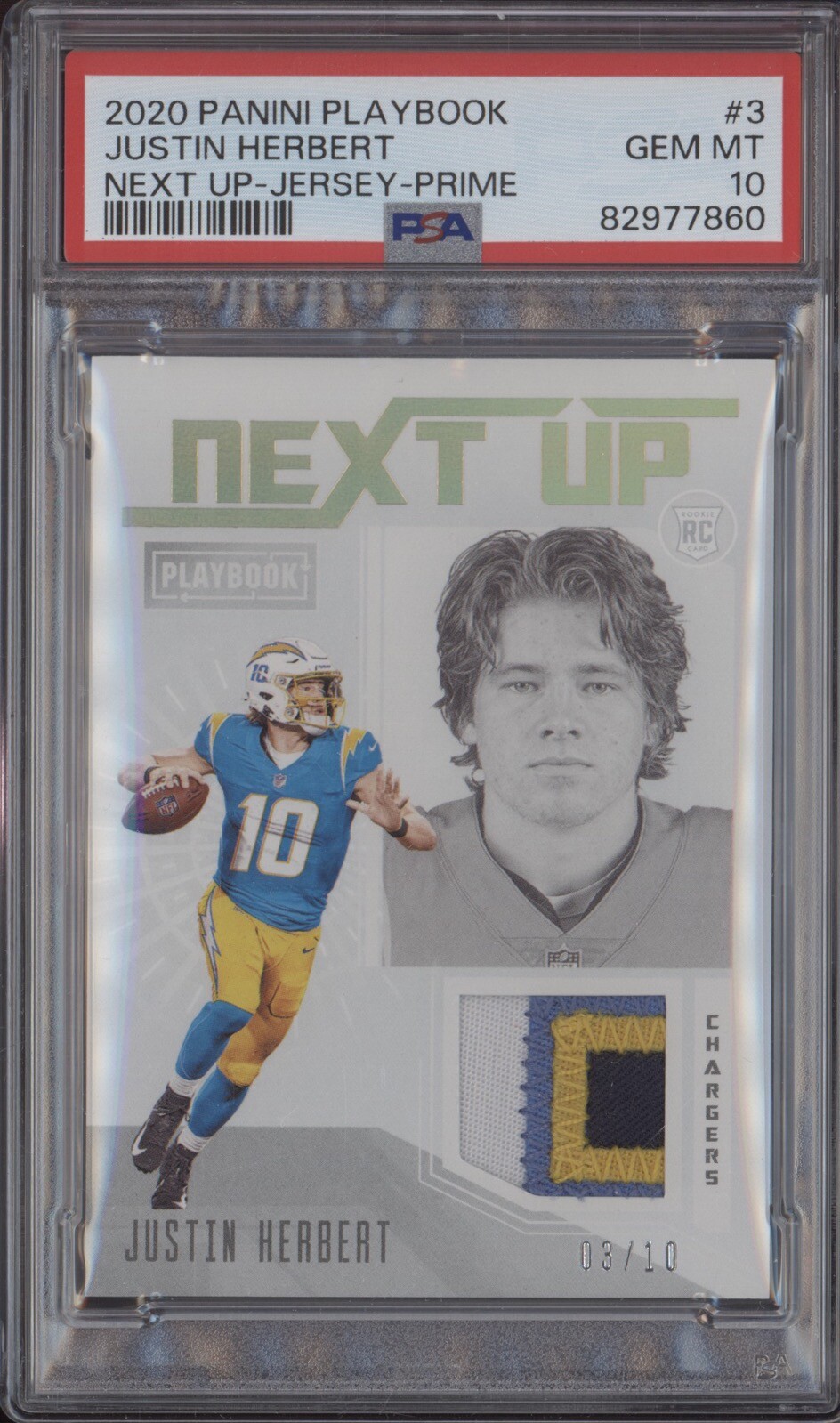 Justin Herbert Panini Playbook Next Up #3 Jersey-Prime