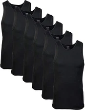Gildan Mens A-Shirt Tanks, Multipack, Style G1104, Black (6-Pack), Large NEW