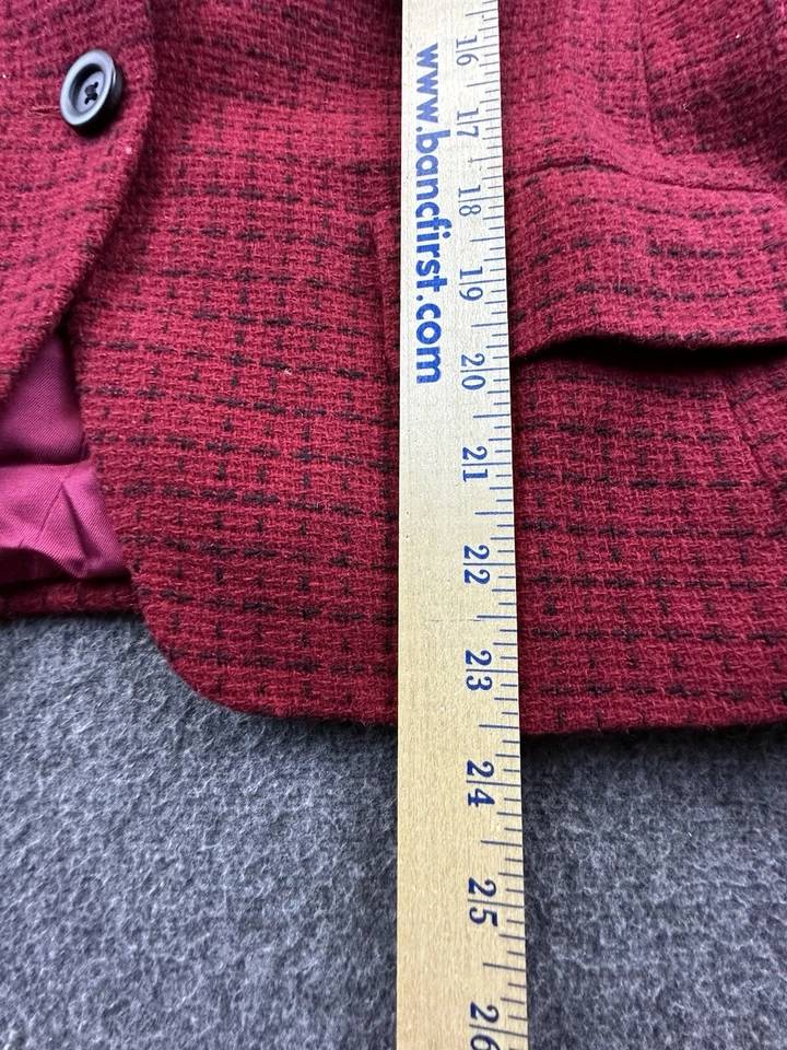 Blazer vintage Saville para mujer 8 rojo negro a cuadros lana traje chaqueta Foto 4 de 4