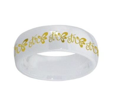 J157 Ring Halo White Ceramic Halo Gold-Tone  Mormon One Moment In Time LDS CTR