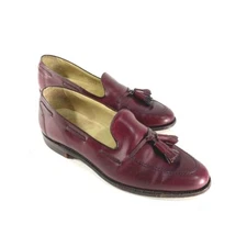 Saxone Mens Falkirk Tassel Dress Loafers Cordovan Burgundy Slip On Shoes 9.5