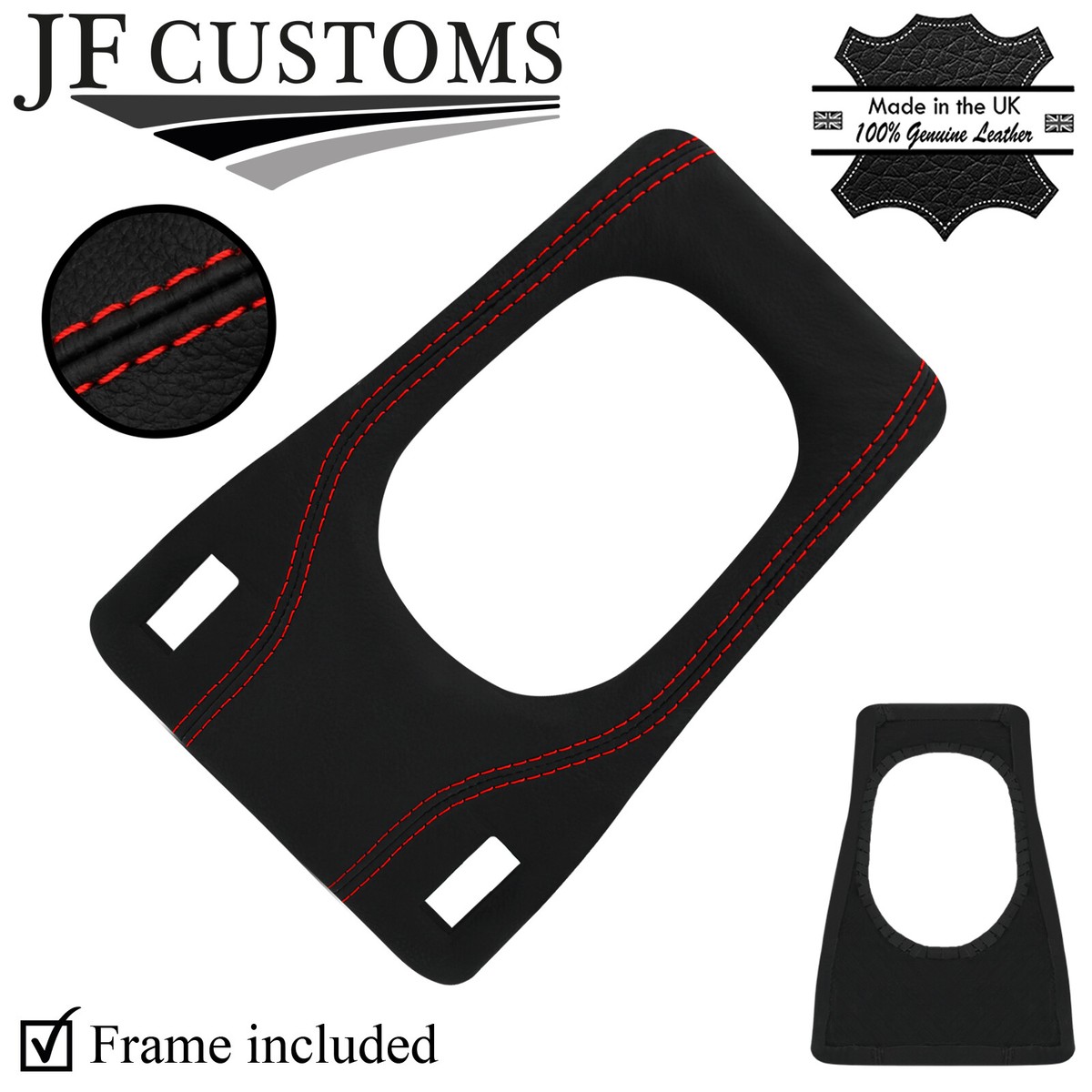 RED STITCH LEATHER GEAR SURROUND TRIM + FRAME FOR PORSCHE 944 1982