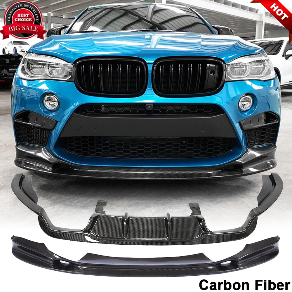 For BMW F85 X5M F86 X6M 16-18 REAL CARBON Front Bumper Lip Rear Diffuser Spoiler