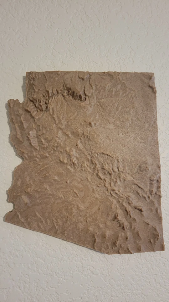 Mapa topográfico de madera de Arizona, mapa 3D, mapa geográfico de arte de pared en relieve Foto 3 de 4