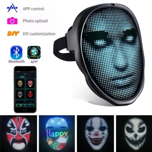Maschera a LED Controllo APP Bluetooth Display programmabile Halloween - Foto 1 di 8
