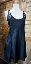 VTG 90s Victoria's Secret Slip Dress Size Large Black Satin And Lace Nightgown