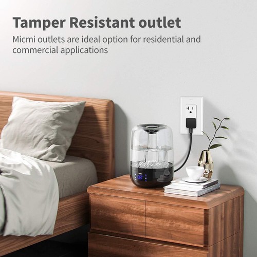 20A Tamper-Resistant Wall Outlet Socket, UL Listed, 10-Pack, White - Picture 7 of 12