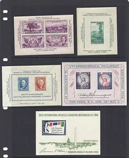 US Souvenir Sheet Lot of 5 - 778, 797, 948, 1075, 1311 - 1936-1966 - MNH