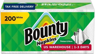 Bounty Paper Napkins, White, 200 Count, Packaging may vary