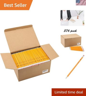 Wood-Cased HB Pencils, Yellow, Pre-sharpened, Bulk Pack, 576 pencils in box