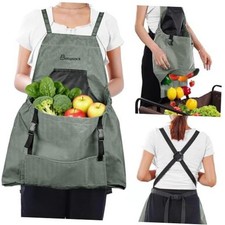 Gardening Apron, Garden Apron with Pockets for Women and Men, Farm Apron Grey
