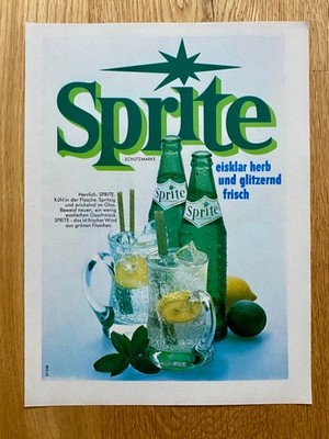 1969 Sprite Softdrink Limonade Grüne Flasche Vintage Ad Werbung Reklame R31