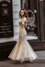 Ever Pretty 6 Formal Wedding Prom Homecoming Gold Mermaid Dress Gown Bridesmaid