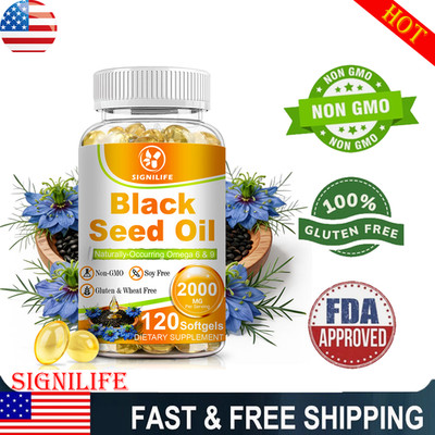 Black Seed Oil Capsules 2000mg 120 Count Softgels -Premium Cold Pressed Non-GMO